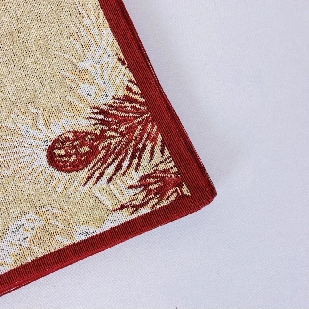 Set Of 4 St. Nicholas Square Pinecone Season Tapestry Placemats 13” x 18”